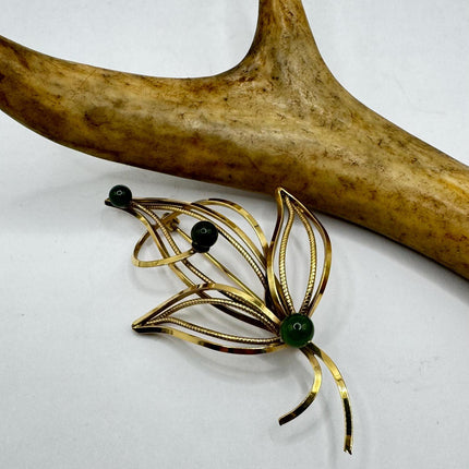 Vintage Gold Filled Scarab Brooch with Tigers Eye 14K Gold Pin Genuine Gemstone Unique Jewelry