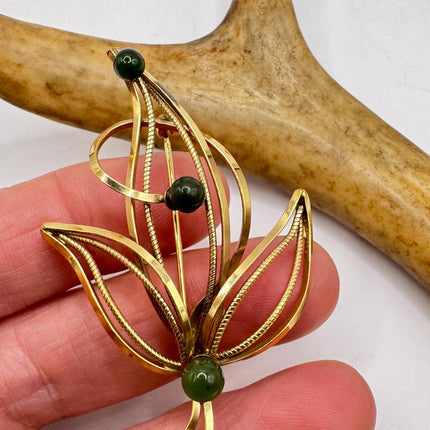 Vintage Gold Filled Scarab Brooch with Tigers Eye 14K Gold Pin Genuine Gemstone Unique Jewelry