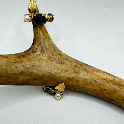 Vintage Green nephrite jade Gold Screw Back Clip-On Earrings 12k GF Delicate Gold Clip On Earrings