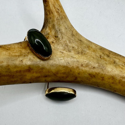 Vintage Green Jade Gold Earrings