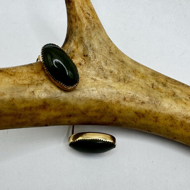 Vintage Green Jade Gold Earrings