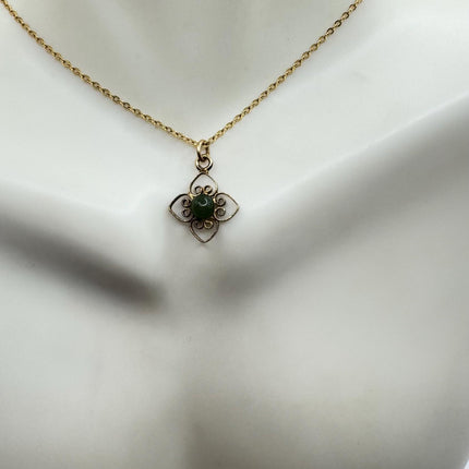 Vintage Tiny Jade Gold Filled Necklace - Lucky Every day Greenn Jade