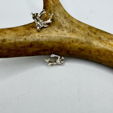 Vintage Silver Deer Stag Earrings