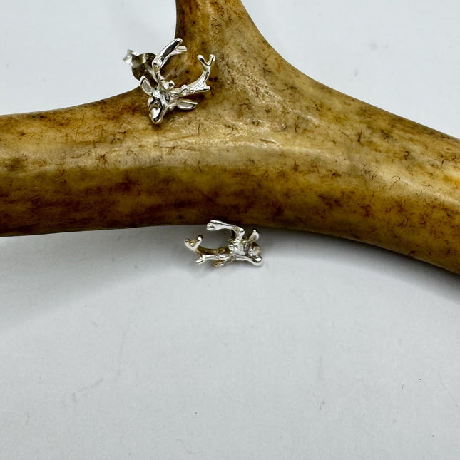 Vintage Silver Deer Stag Earrings