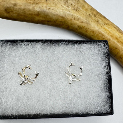 Vintage Silver Deer Stag Earrings