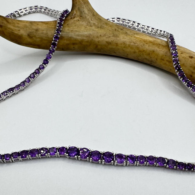 Vintage Silver Purple Amethyst Choker Necklace