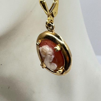 Vintage 12k GF Cameo Leverback Earrings - Delicate Gold Design for Everyday Wear