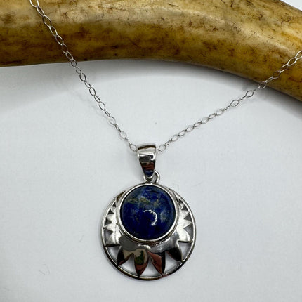 Vintage Lapis Lazuli Silver Gemstone Pendant