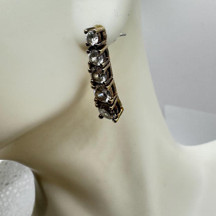 Vintage Deco White Sapphire Sterling Silver Dangle Earrings