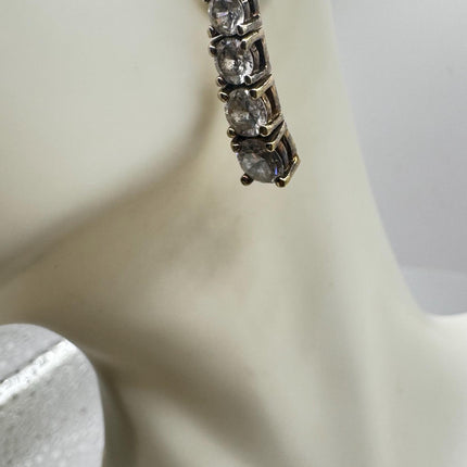 Vintage Deco White Sapphire Sterling Silver Dangle Earrings