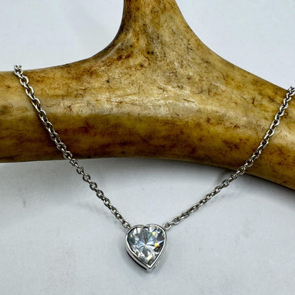 Vintage Tiny Mini Floating Heart Necklace Dainty 925 Sterling Silver Chain, Delicate Design Layered stacking look