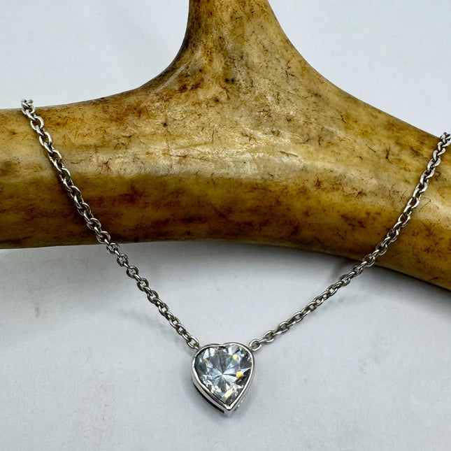 Vintage Tiny Mini Floating Heart Necklace Dainty 925 Sterling Silver Chain, Delicate Design Layered stacking look