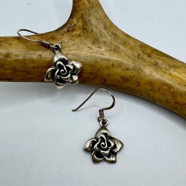 Vintage Rose Flower Earrings