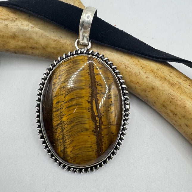 vintage tiger’s eye choker Silver, White Bronze, Tigers Eye,Antique Design, Boho Necklace