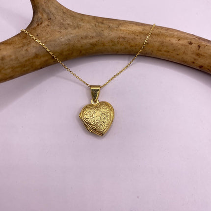 Vintage Gold Locket | Tiny Gold Heart Photo Memory Charm Pendant | 925 Sterling Silver Delicate Chain | Small Photo Mini Memory Necklace