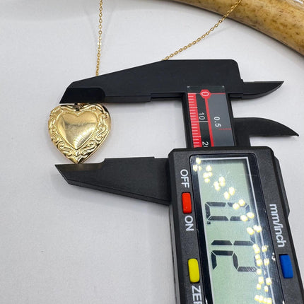 Vintage Tiny Gold Heart Photo Locket Necklace 9K Gold Filled Memory Charm on Delicate Gold Chain - Vintage Style Photo Necklace