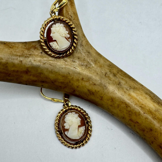 Vintage 12k GF Cameo Leverback Earrings - Delicate Gold Design for Everyday Wear