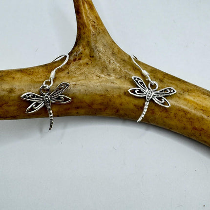 Vintage Dragonfly dangle Earrings 925 Sterling Silver