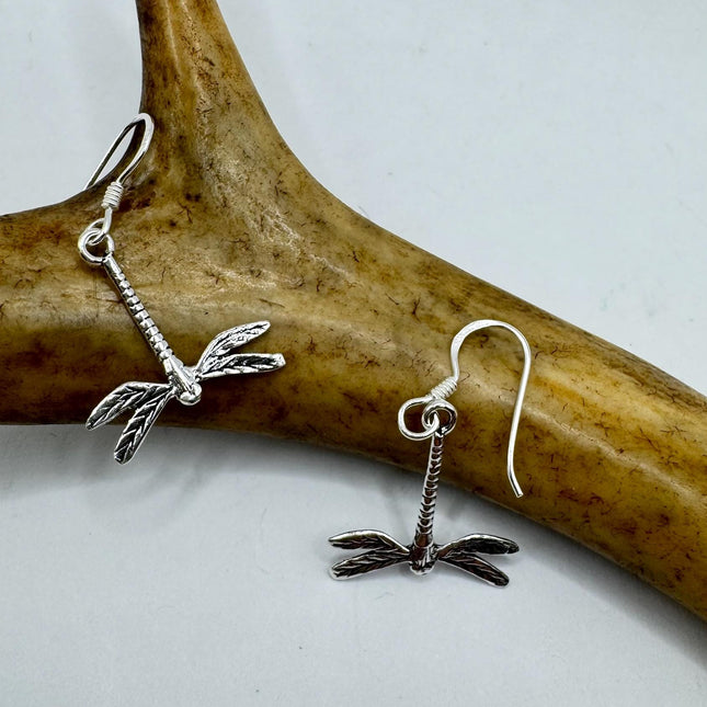 Vintage Dragonfly dangle Earrings 925 Sterling Silver