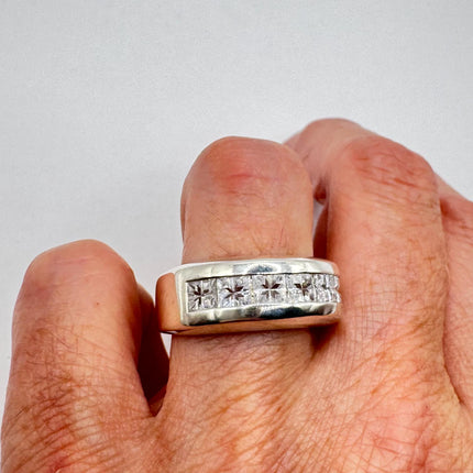 Vintage Silver Ring | Clear Crystal Diamond Eternity Stacking Promise Ring Wedding | 925 Sterling Silver Band