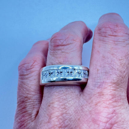 Vintage Silver Ring | Clear Crystal Diamond Eternity Stacking Promise Ring Wedding | 925 Sterling Silver Band