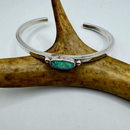 Vintage Fire Opal Gemstone Cuff Bracelet