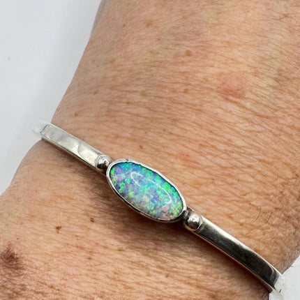 Vintage Fire Opal Gemstone Cuff Bracelet
