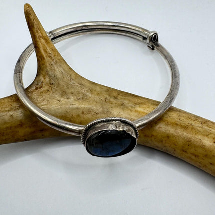 Vintage Fire Labradorite Gemstone Cuff Bracelet