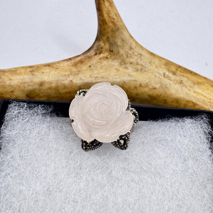 Vintage Pink Rose 925 Sterling Silver Boho Ring