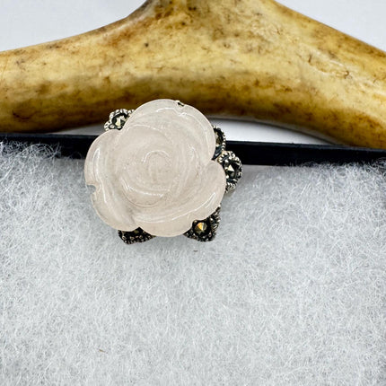 Vintage Pink Rose 925 Sterling Silver Boho Ring