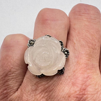 Vintage Pink Rose 925 Sterling Silver Boho Ring