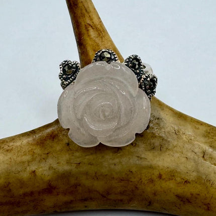 Vintage Pink Rose 925 Sterling Silver Boho Ring