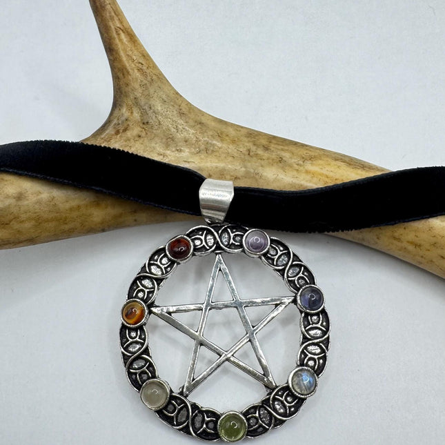 Vintage Chakra Stone Pentagram Star
