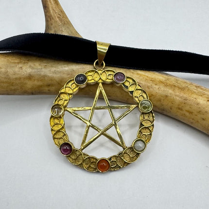 Vintage Chakra Stone Pentagram Star