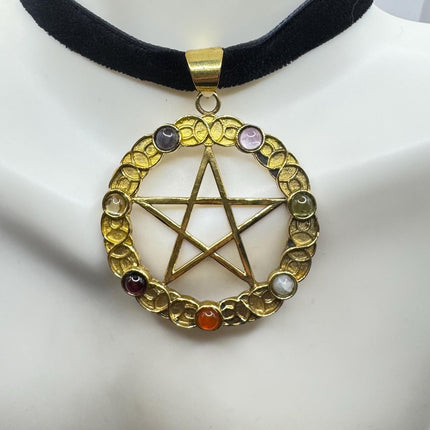 Vintage Chakra Stone Pentagram Star