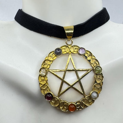 Vintage Chakra Stone Pentagram Star
