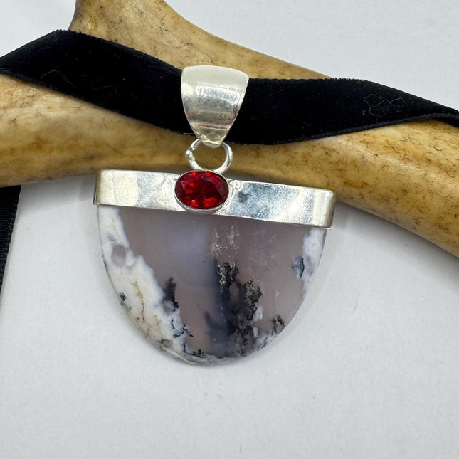 Vintage Silver Choker Necklace |Fossil lace agate Gemstone Set in Silver