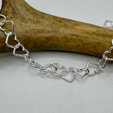 vintage heart charm bracelet Open link Hearts | 925 Sterling Silver Dainty Stackable Tennis Bracelet