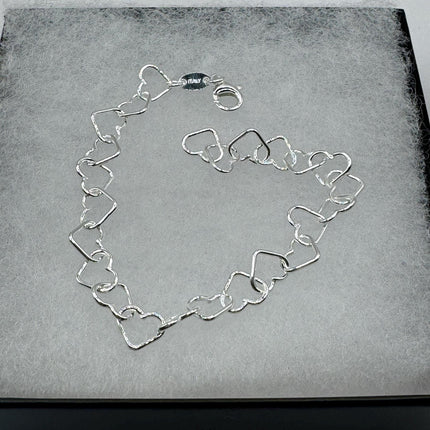 vintage heart charm bracelet Open link Hearts | 925 Sterling Silver Dainty Stackable Tennis Bracelet