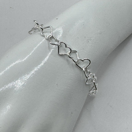 vintage heart charm bracelet Open link Hearts | 925 Sterling Silver Dainty Stackable Tennis Bracelet