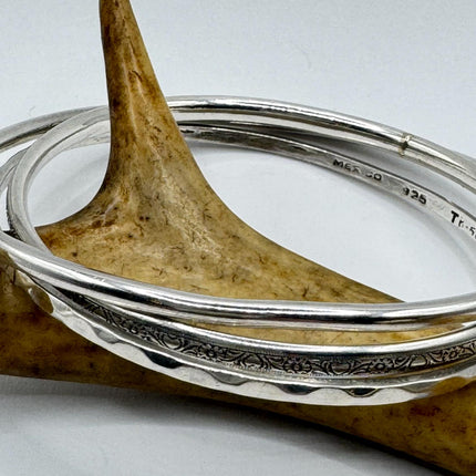 Vintage silver Bangle Cuff BraceletSet of 3