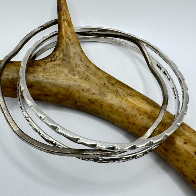 Vintage silver Bangle Cuff BraceletSet of 3