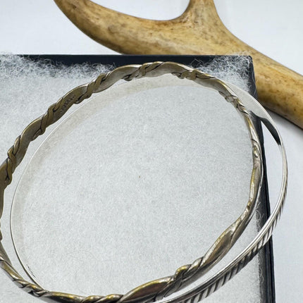 Vintage silver Bangle Cuff Bracelet Set of 2 African 925 from Elijah collection