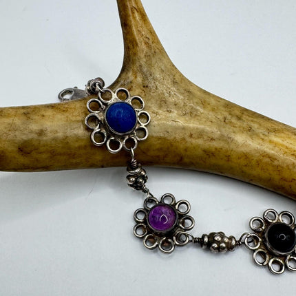 Vintage Gemstone Lucky Bracelet - 925 Sterling Silver Stacked Layers for Everyday Wear Elijah Collection