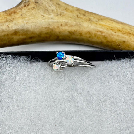 Vintage Fire Opal Tiny Stacking Promise Ring - 925 Sterling Silver Band Minimalist Jewelry for Prom Wedding or Everyday Ring