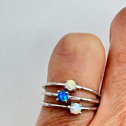 Vintage Fire Opal Tiny Stacking Promise Ring - 925 Sterling Silver Band Minimalist Jewelry for Prom Wedding or Everyday Ring