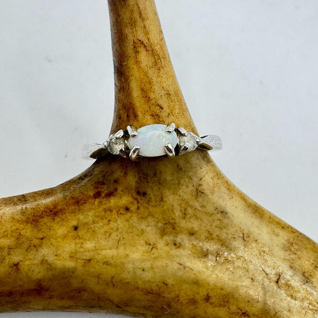Vintage Fire Opal Tiny Stacking Promise Ring - 925 Sterling Silver Band Minimalist Jewelry for Prom Wedding or Everyday Ring
