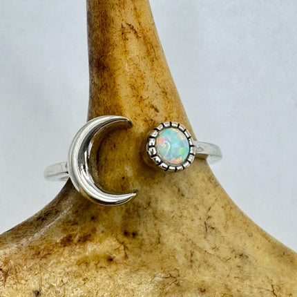 Vintage Fire Opal Tiny Stacking Promise Ring - 925 Sterling Silver Band Minimalist Jewelry Everyday Ring Star of Islam adjustable pinky ring