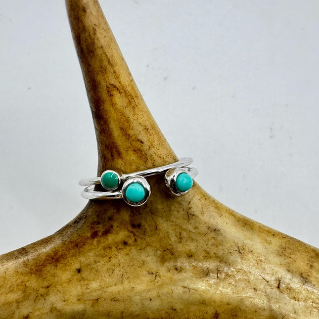 Vintage Tiny Turquoise Stacking Promise Ring - 925 Sterling Silver Gold Band Minimalist Jewelry for Prom Wedding or Everyday Ring