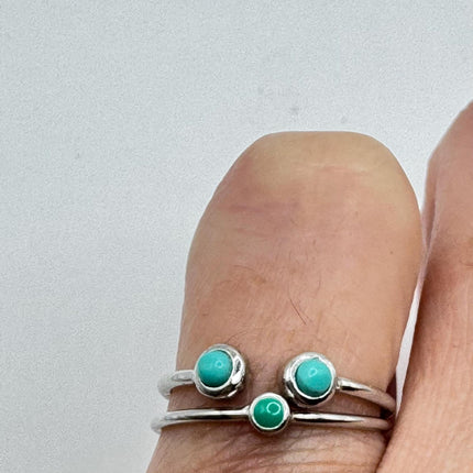 Vintage Tiny Turquoise Stacking Promise Ring - 925 Sterling Silver Gold Band Minimalist Jewelry for Prom Wedding or Everyday Ring